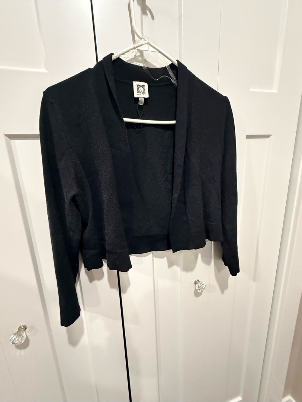 Nine West Black Open-Front Cropped Cardigan